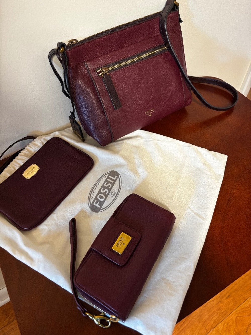 Fossil Crossbody Purse, wallet, and Wristlet